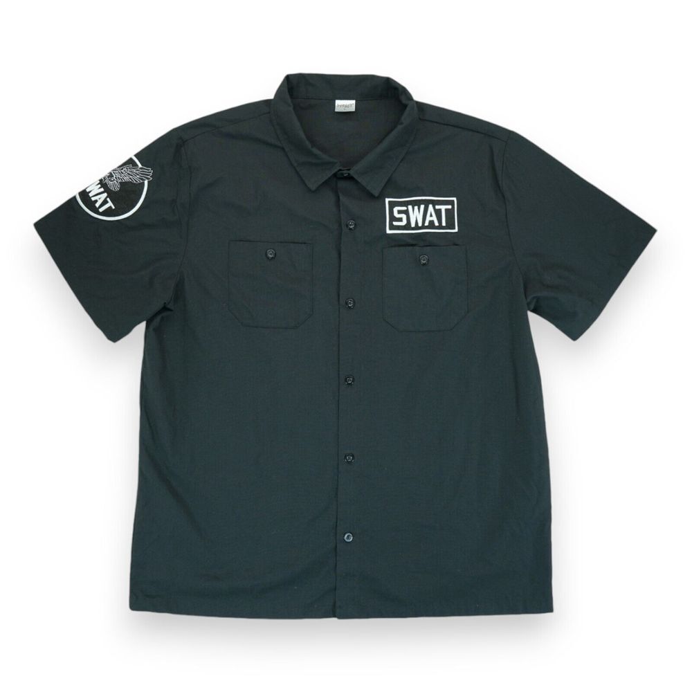 Spirit Costumes SWAT Button Up Short Sleeves Collared Mens Shirt Size‎ Large